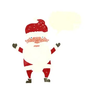 Cartoon grumpy santa with speech bubble 스톡 일러스트