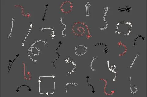 Cartoon grunge direction pointers in white color, vector graphic set 库存插图