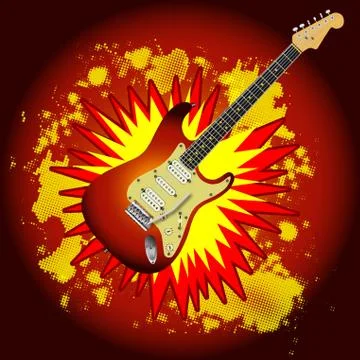 Cartoon Guitar Explosion Illustrazione stock
