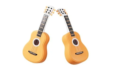 Cartoon guitar model, 3d rendering. Stock Illustration