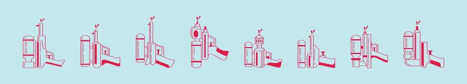 Cartoon gun collection. Flat vector colorful toys. Space laser guns design Illustrazione stock