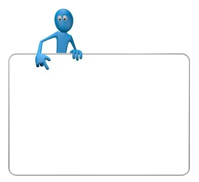 Cartoon guy and blank white sign - 3d illustration イラスト素材