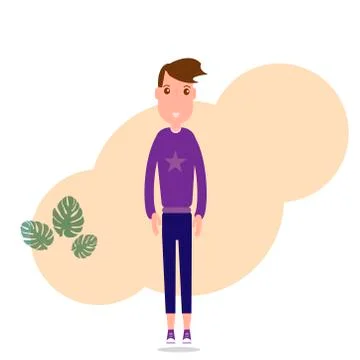 Cartoon guy in casual clothes. Bundle of street style outfits Stock Illustration
