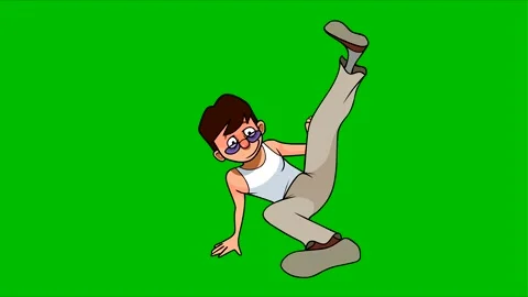 Cartoon guy dancing break on green background 動画素材 167538249