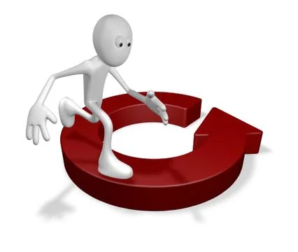 Cartoon guy runs on round arrow - 3d illustration Stock Illustration