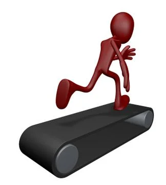 Cartoon guy on tread mill - 3d illustration Stock Illustration