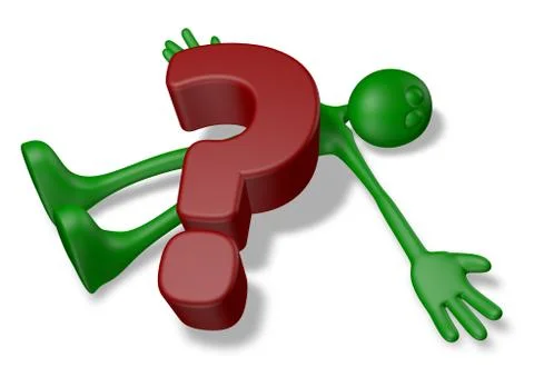 Cartoon guy under question mark - 3d illustration Stock-Illustration
