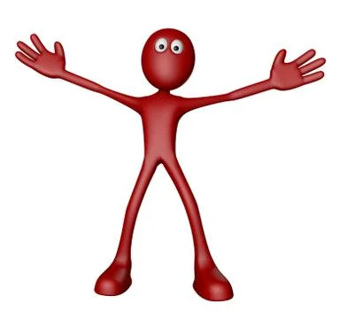 Cartoon guy with wide open arms - 3d illustration Stock-Illustration