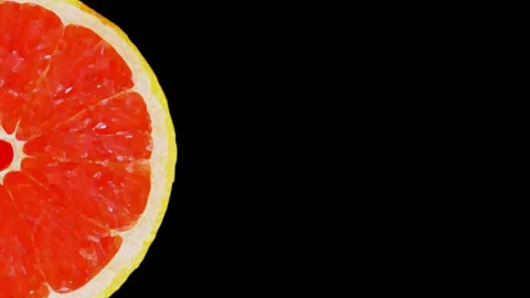 Cartoon Half of Orange Rotating on Alpha Channel Stock Footage 88643166