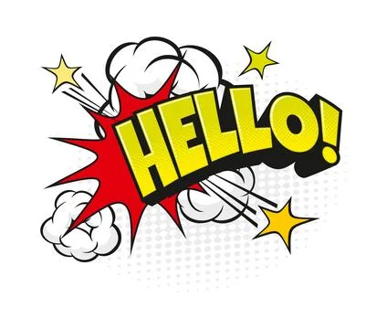 Cartoon halftone hello comic speech bubble 库存插图