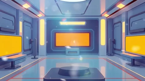 Cartoon Hall Space 3D : Hall 3D Yellow Orange Room Hall Orange over Stock Footage 307979901
