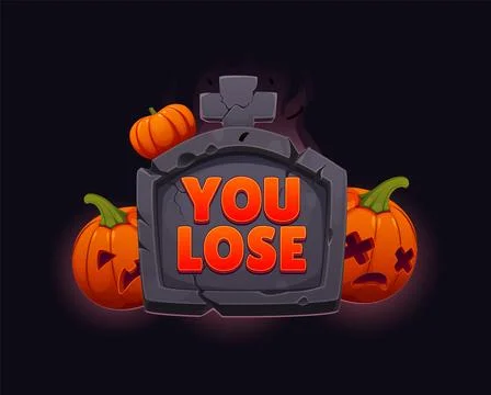 Cartoon Halloween arcade game level you lose panel Stock Illustration