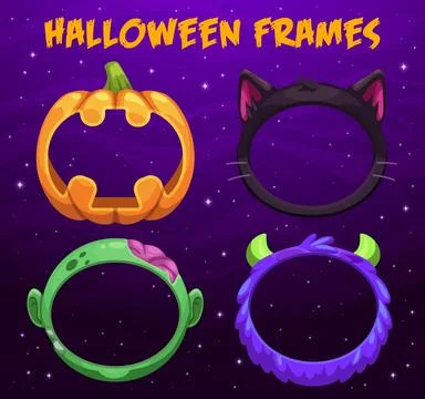 Cartoon Halloween avatar frames, vector game ui Illustrazione stock