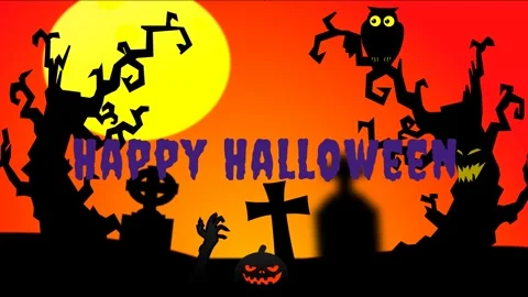 Cartoon Halloween background animation Video stock 342518294