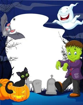 Cartoon halloween background with blank space Stock Illustration