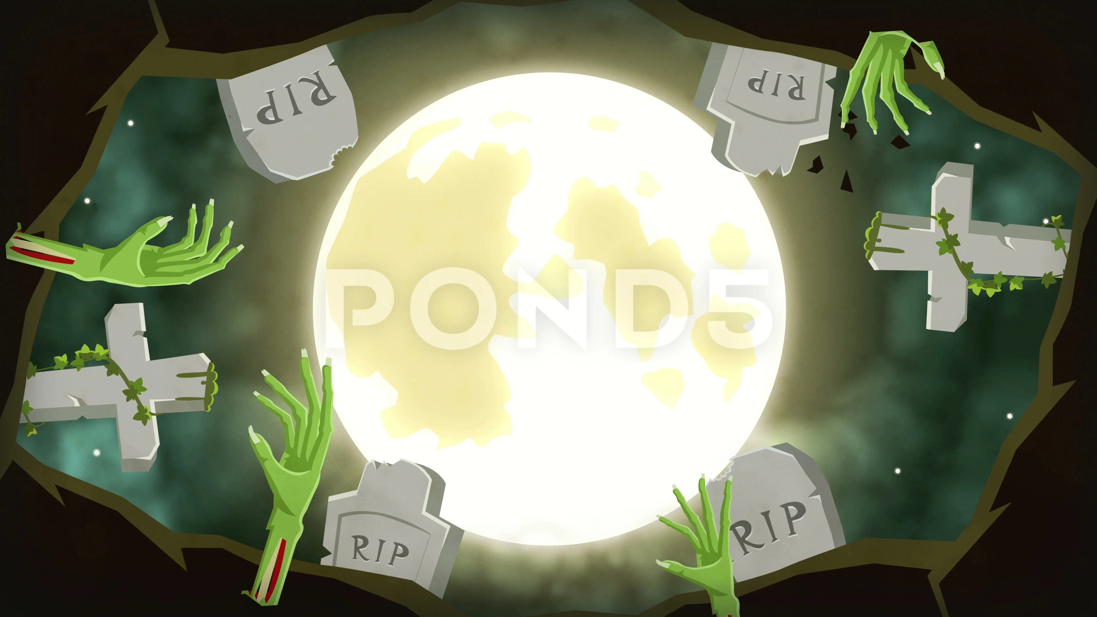 Zombie animation. Halloween concept. Gr, Stock Video