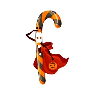 Cartoon Halloween candy cane vector character Stock Illustration