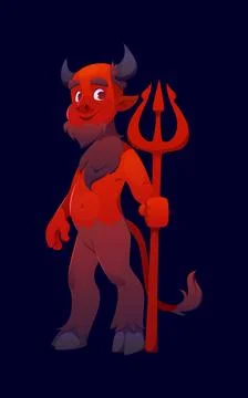 Cartoon Halloween devil character with red skin Illustrazione stock