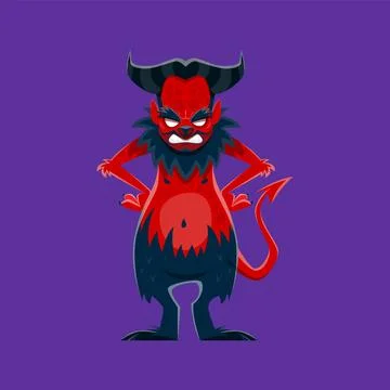 Cartoon Halloween devil evil character, creepy imp 스톡 일러스트