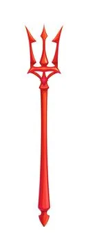 Cartoon Halloween devil trident with sharp prongs Stock Illustration
