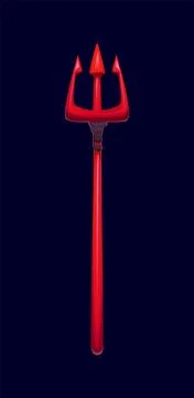 Cartoon Halloween devil trident with sharp prongs Stock Illustration