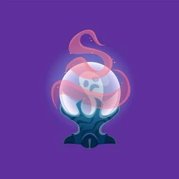 Cartoon Halloween magic ball, vector crystal globe Stock Illustration