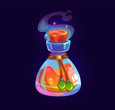 Cartoon Halloween magic potion bottle spell elixir Stock Illustration