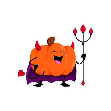Cartoon Halloween pumpkin devil vector character Stockillustratie