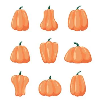 Cartoon halloween pumpkin set. Vector illustration set Stock Illustration