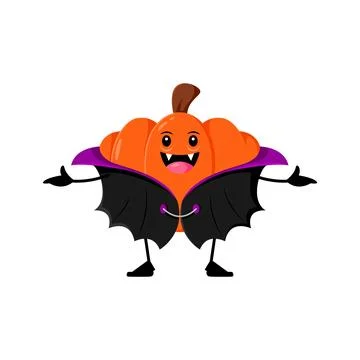 Cartoon Halloween pumpkin vampire vector character Stock Illustration