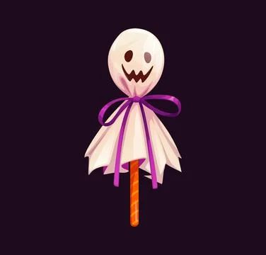 Cartoon Halloween sweets candy ghost lollipop Stock Illustration