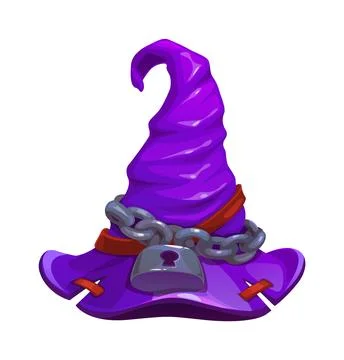 Cartoon Halloween witch hat or wizard cone cap Stock Illustration