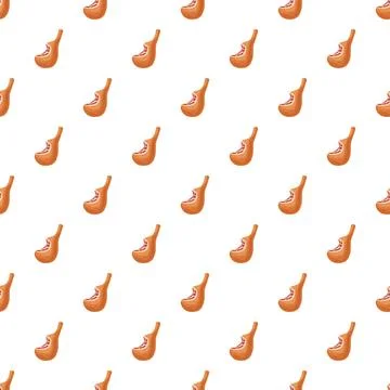 Cartoon ham leg meat pattern repeating background Stock Illustration