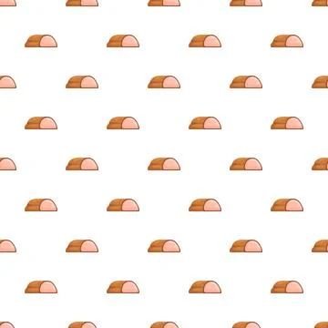 Cartoon ham roll seamless pattern on white background Stock Illustration