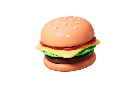 Cartoon hamburger model, 3d rendering. Stock Illustration