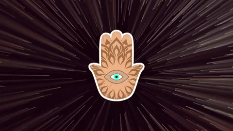 Cartoon hamsa hand with light rays Stock Footage 150930012