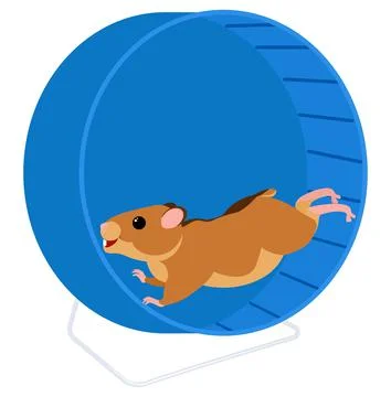 Cartoon hamster running in wheel. Vector mascot Illustrazione stock
