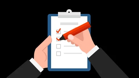 Cartoon Hand Check List Stock Footage 128359522
