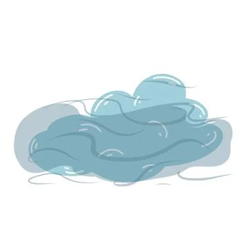 Cartoon hand drawn cloud and fog. Vector illustration of overcast weather, na Stock Illustration