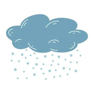 Cartoon hand drawn cloud with hail, snow. Vector illustration of weather fore Stock Illustration
