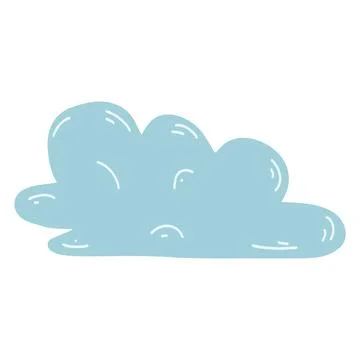 Cartoon hand drawn cloud icon. Vector illustration of weather forecast, natur Stock Illustration