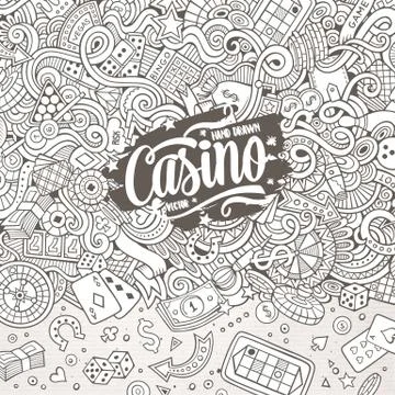 Hand Drawn Doodle Set Casino Icons Vector Illustration Set Cartoon