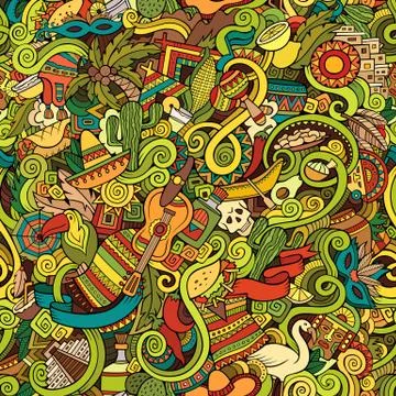 Cartoon hand-drawn Doodles on the subject of Latin America イラスト素材