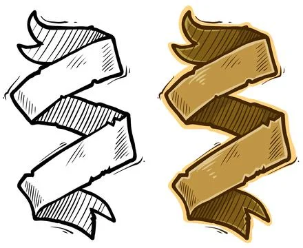 Cartoon hand drawn empty ribbon vector icon Stock Illustration