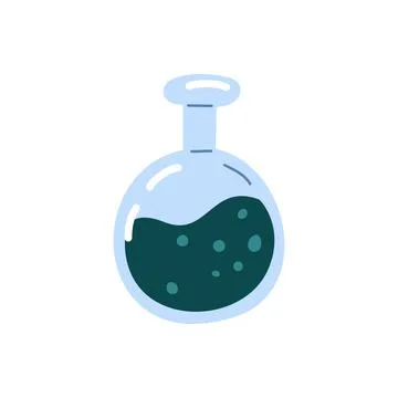 Cartoon hand drawn Flat modern design. Doodle Icon flask. Stock Illustration