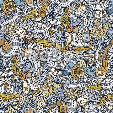 Cartoon hand-drawn sketchy doodles on the subject of car style Stock Illustrationen