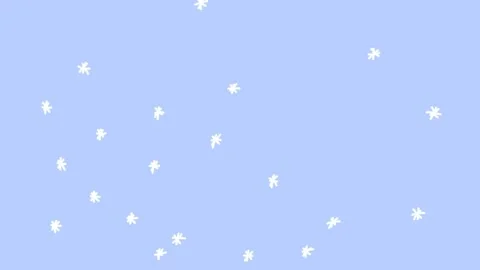 Cartoon hand drawn snowflakes falling down. White snow on blue background. Stock Footage 146259662