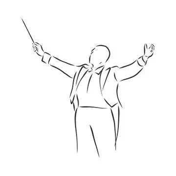 Cartoon, hand drawn, vector, sketch, illustration of kapellmeister, conductor Ilustración de archivo