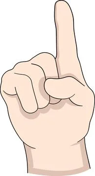 Cartoon Hand Gesture Pointing One Finger Up for Visual Communication Stock Illustration