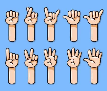 Cartoon Hand Gesture Set Stock Illustration